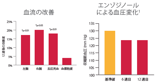 エンゾジノール 血流改善&血圧変化グラフ